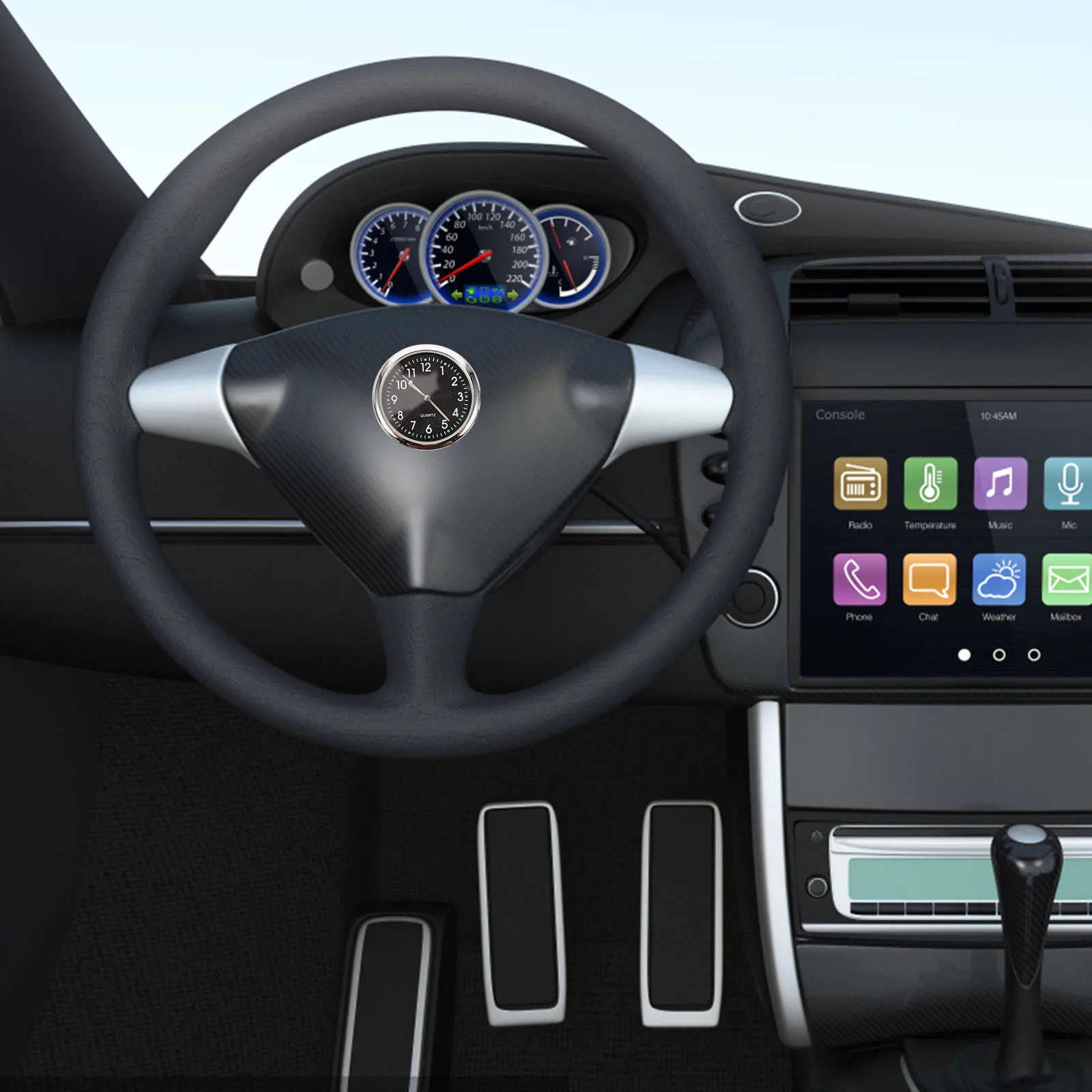 

2pcs Fluorescent Sticker Clock For Car Dashboard Luminous Pointer Adhesive Dash Clock Auto Timepiece