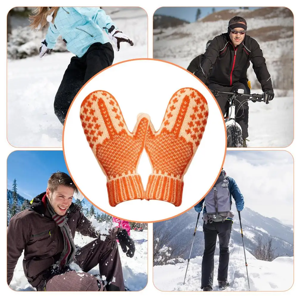 قفازات محبوكة على شكل قائمة شقية مخفية بالإصبع الوسطى قفازات حرارية شتوية للتزلج وركوب الدراجات والجري والأنشطة الخارجية #3