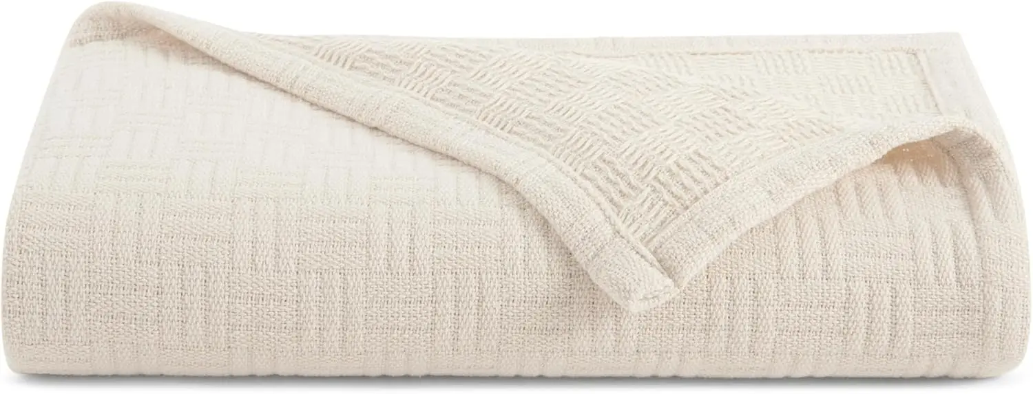 

Arkwright Basket Weave Throw Blanket - 100% Ringspun Cotton All Season Throws, Luxury Hotel Quality, Soft On Skin, Breathable,