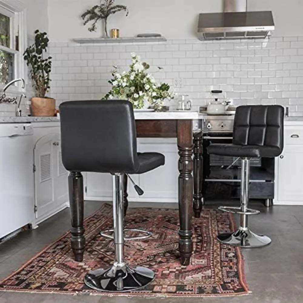 Altura ajustável Swivel Bar Stool com costas, PU Leather Kitchen Counter, Barstools Set