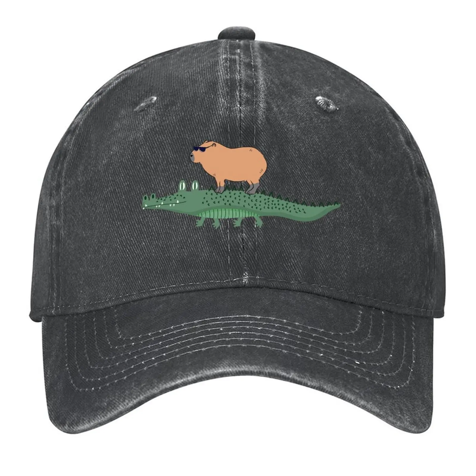 

Capybara riding on a crocodile - jungle background Baseball Cap hats on offer Male hat Kids Hat Hats Man Women's