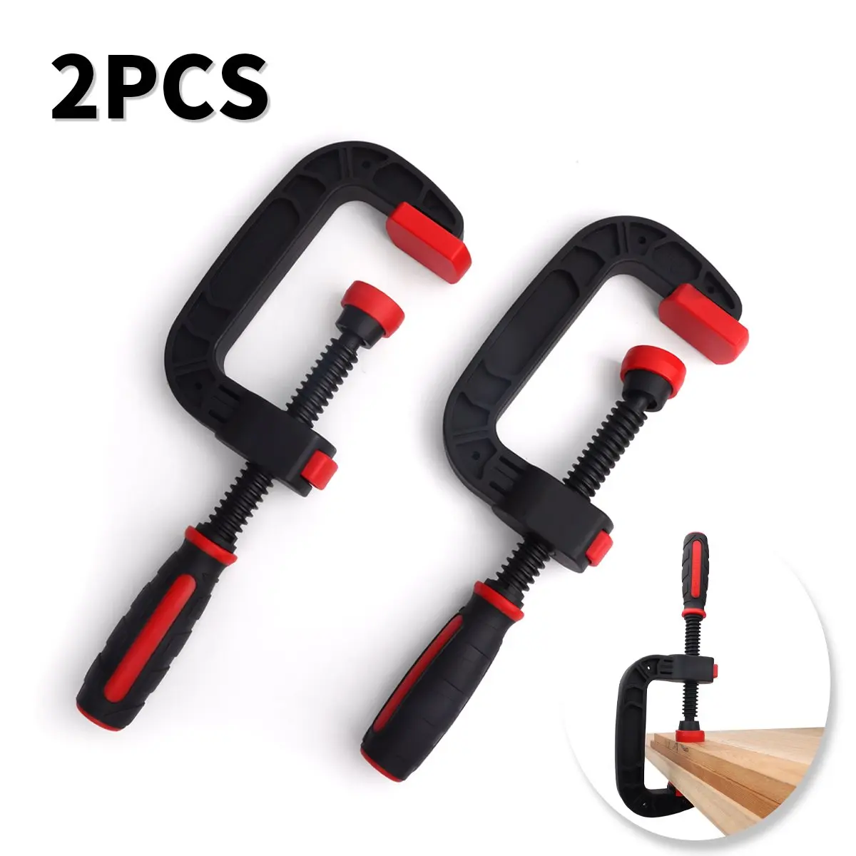 

2 шт. 260 мм пружинный зажим с сильной зажимной силой, усиленная пластиковая губка, отверстие C-типа, G-образный зажим, деревообрабатывающий инструмент