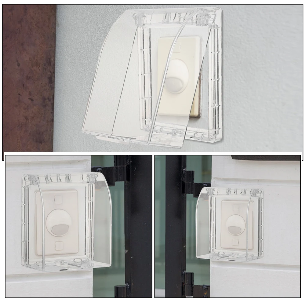 

2pcs Waterproof Switch Box Doorbell Cover Plastic Protector Outdoor Clear Rainproof Housing Doorbell Camera Accessories