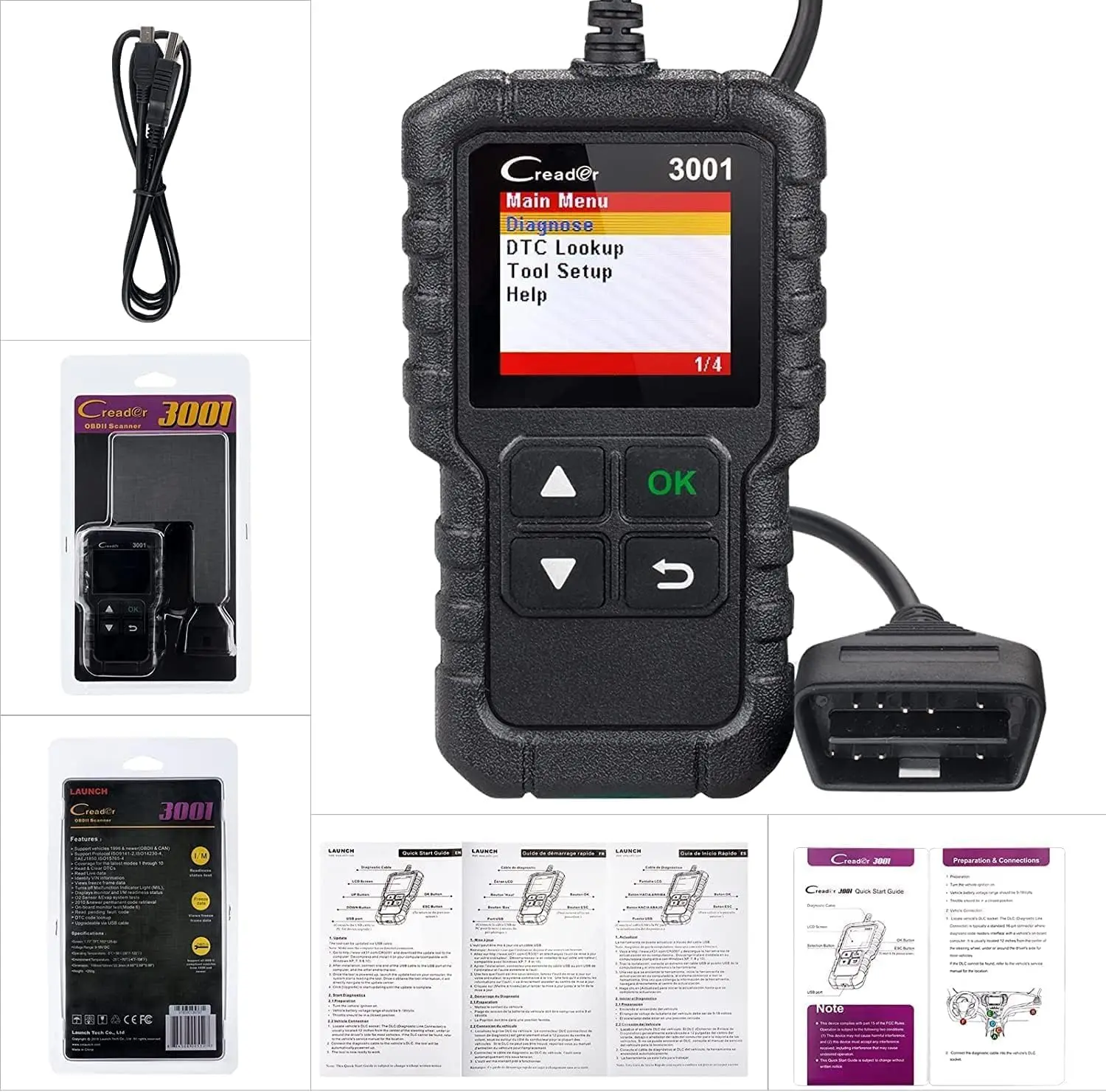 Creader 3001 OBD2-Scanner, Motorfehlercodeleser für alle OBDII-Autos seit 1996, kostenloses Update