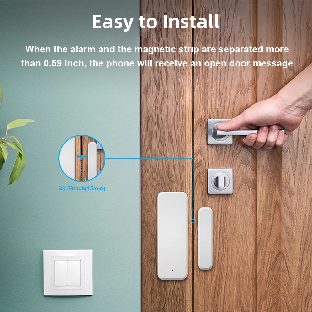 Imagem -06 - Sensor Inteligente de Portas e Janelas Zigbee Detector Aberto Fechado Funciona com Alexa Google Alice App Ewelink Zigbee