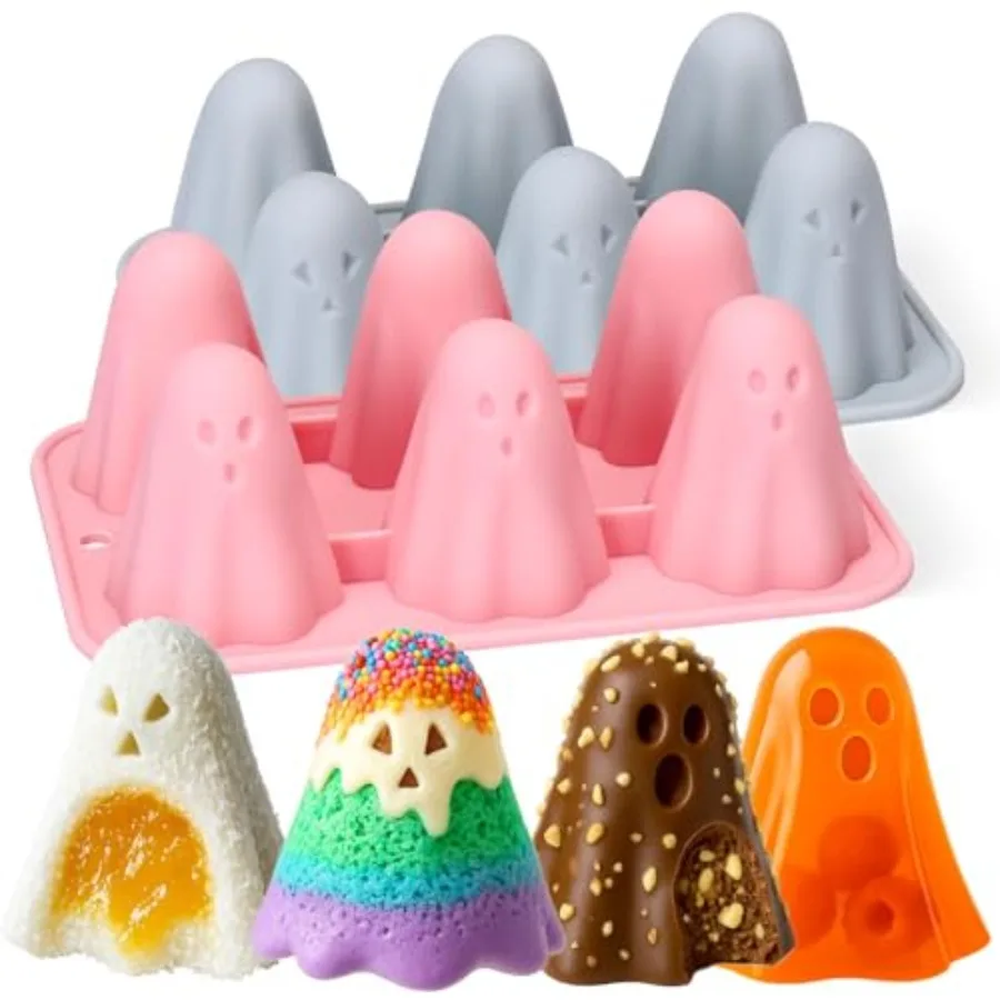 2 قطعة قوالب السيليكون هالوين ثلاثية الأبعاد شبح قالب من السيليكون للأغذية غير عصا لطيف شبح كعكة قالب البوب ل هلام الشوكولاته الحلوى Gumm