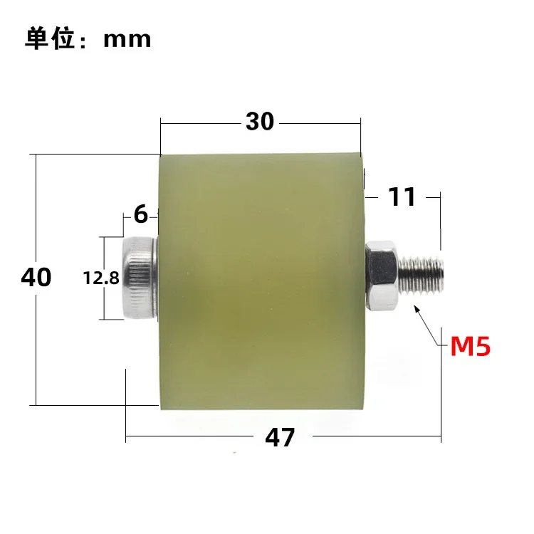 PU polyurethane flat press wheel double-bearing guide pulley , soft rubber roller, conveyor belt stop wheel inner 5/6/8/10mm