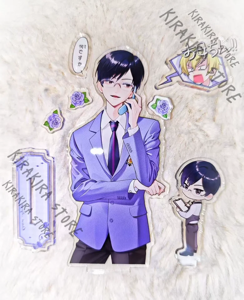 

Ouran High School Host Club Ootori Kyouya Badge Acrylic Rotating Standing Sign Anime Cosplay Transparent Card Ornaments Decor