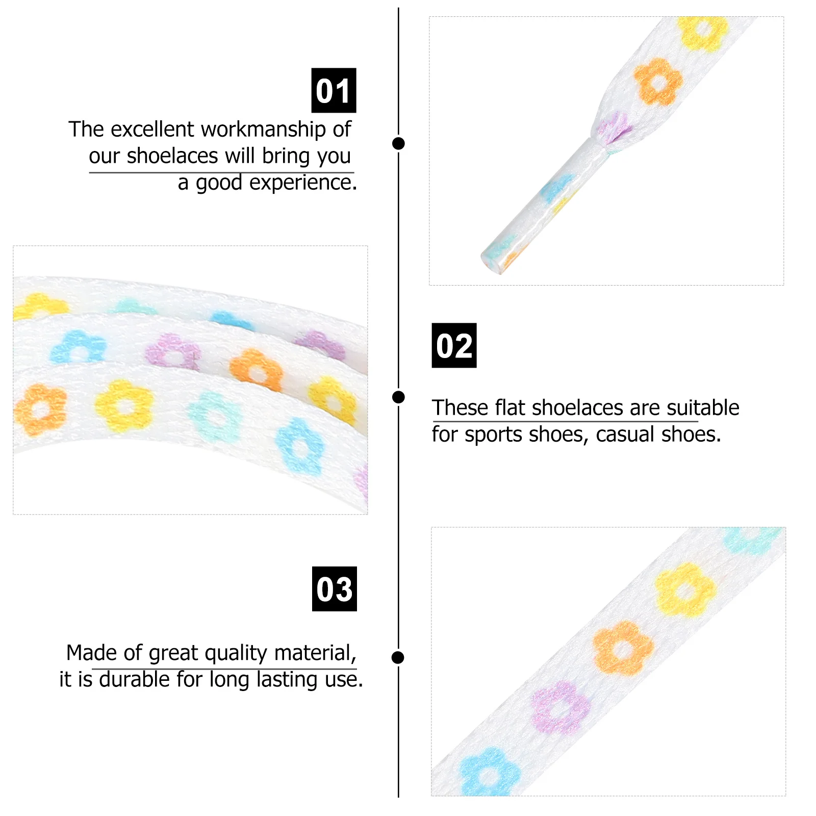 

4 пары шнурков с цветочным принтом на плоской подошве для повседневной обуви, кроссовки, походные ботинки, модные аксессуары для шнурков, шнурки для обуви