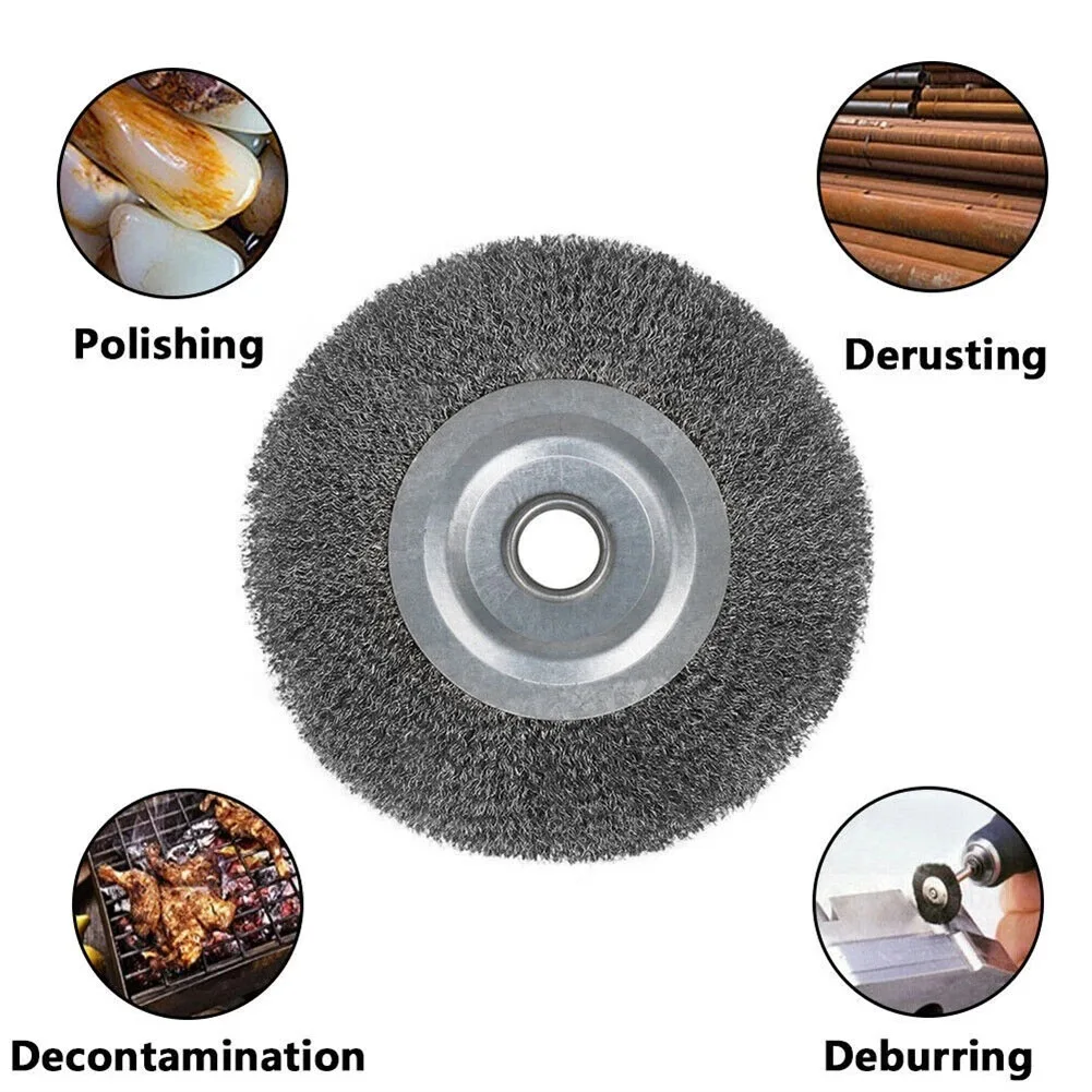 1pc Wire Brush Wheel Cup Brush Flat Crimped Stainless Steel Wire Wheel Brush For Angle Grinder Rust Removal Cleaning Tool