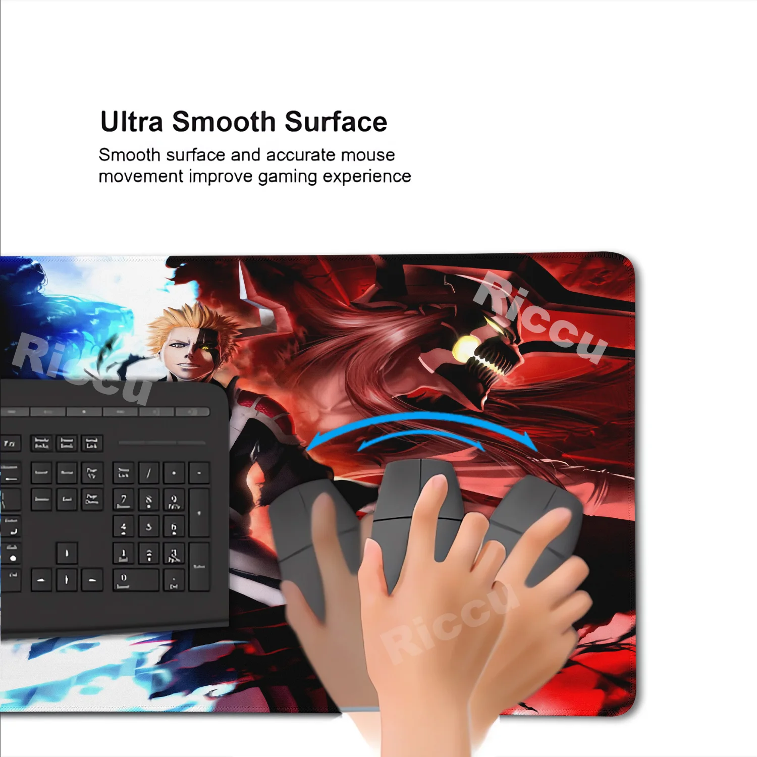 Japan Anime Figure Bleach Mouse Pad Large Desk Accessories Desk Pad Rubber Base Edge Mousepad Non-Slip Mousepad for Office view 5