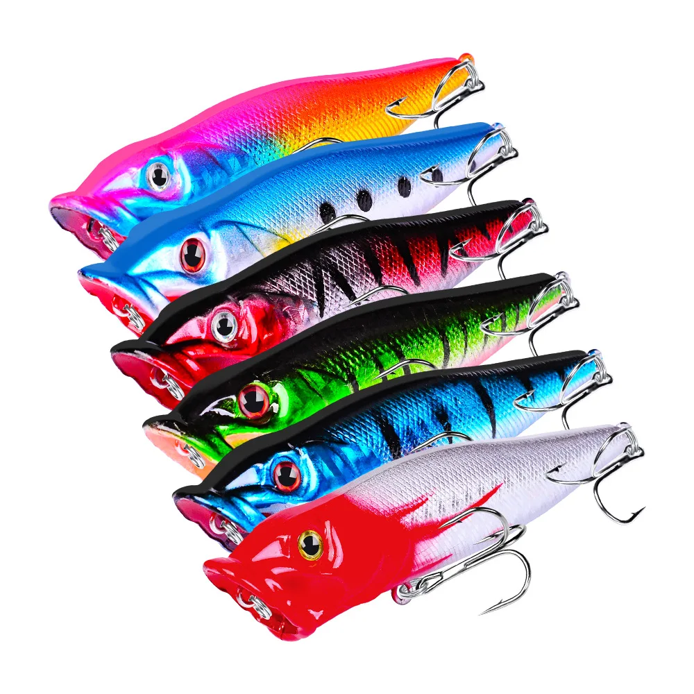

PROBEROS 1pcs Fishing Lure 9.5cm 12g Hard ABS Plastic Popper Lure 6 Color Crankbait Minnow Fishing Bait 4# Treble hook dw1002