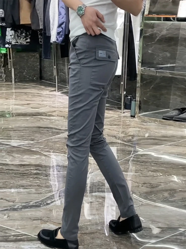 

Busin Casual Pants Men's Winter Korean Version Pure Color Slimming Iron-Free Straight Leg Pants High Faion Versatile Sli...