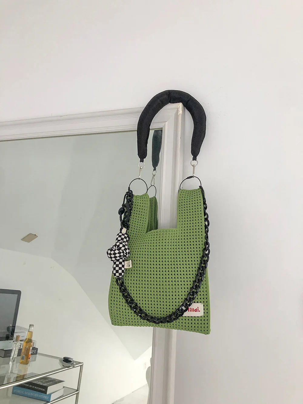 New Beach Handbag for Girls Summer Rope Hollow Out Hand Woven Shoulder Crossbody Totes Bag Women Hollow Knitting Handbag