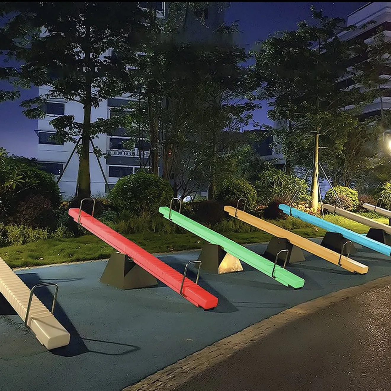 Outdoor colorful luminous seesaw square park Internet celebrity amusement equipment props amusement park attractions