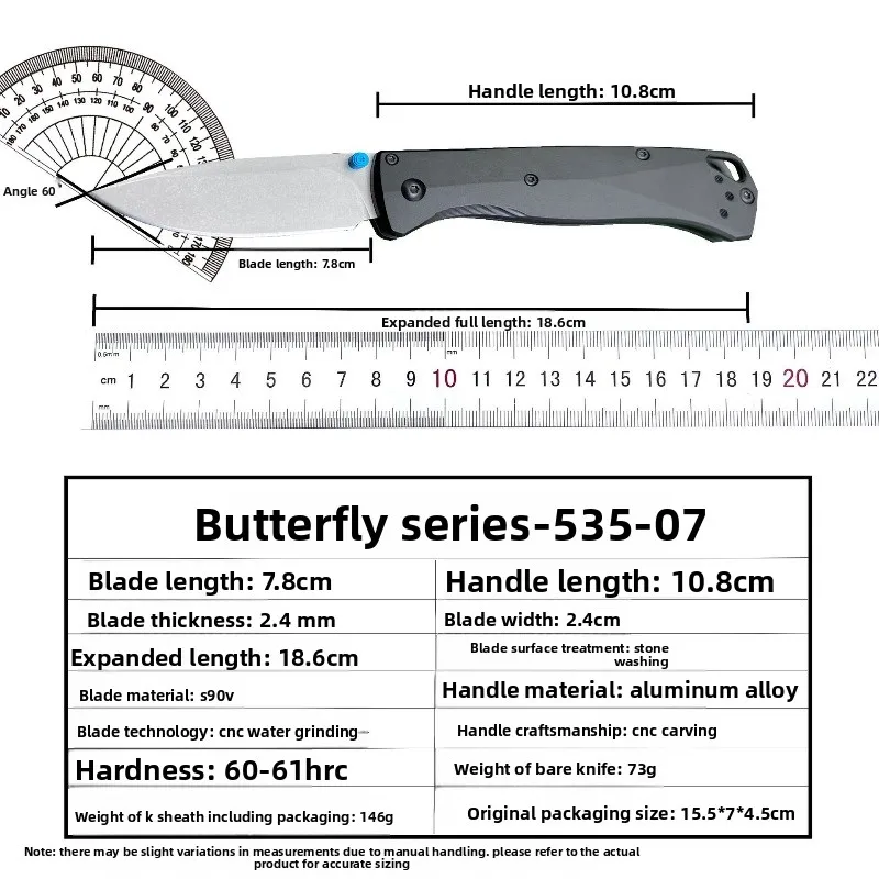 Behch 535BK-07 볼 베어링 알루미늄 합금 접이식 나이프 캠핑 다기능 나이프 아웃도어 나이프