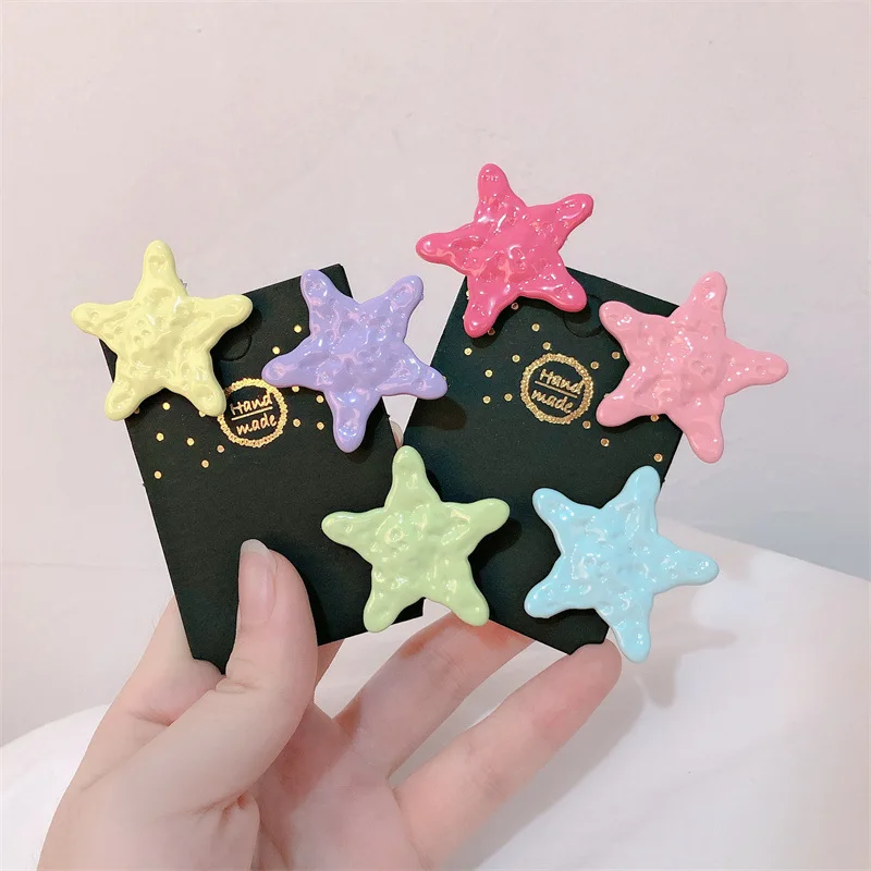 2PCS Cream Color Y2K Star Hair Clip Hairpin Girl Pentagram Side Clip Bangs Clip Hair Accessories Headdress Hair Accessories