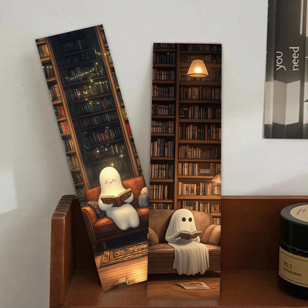 30pcs Ghost Reading At The Library Bookmarks Reading Pages Books Labeled Students Stationary Supplies DIY Aesthetic Bookmark