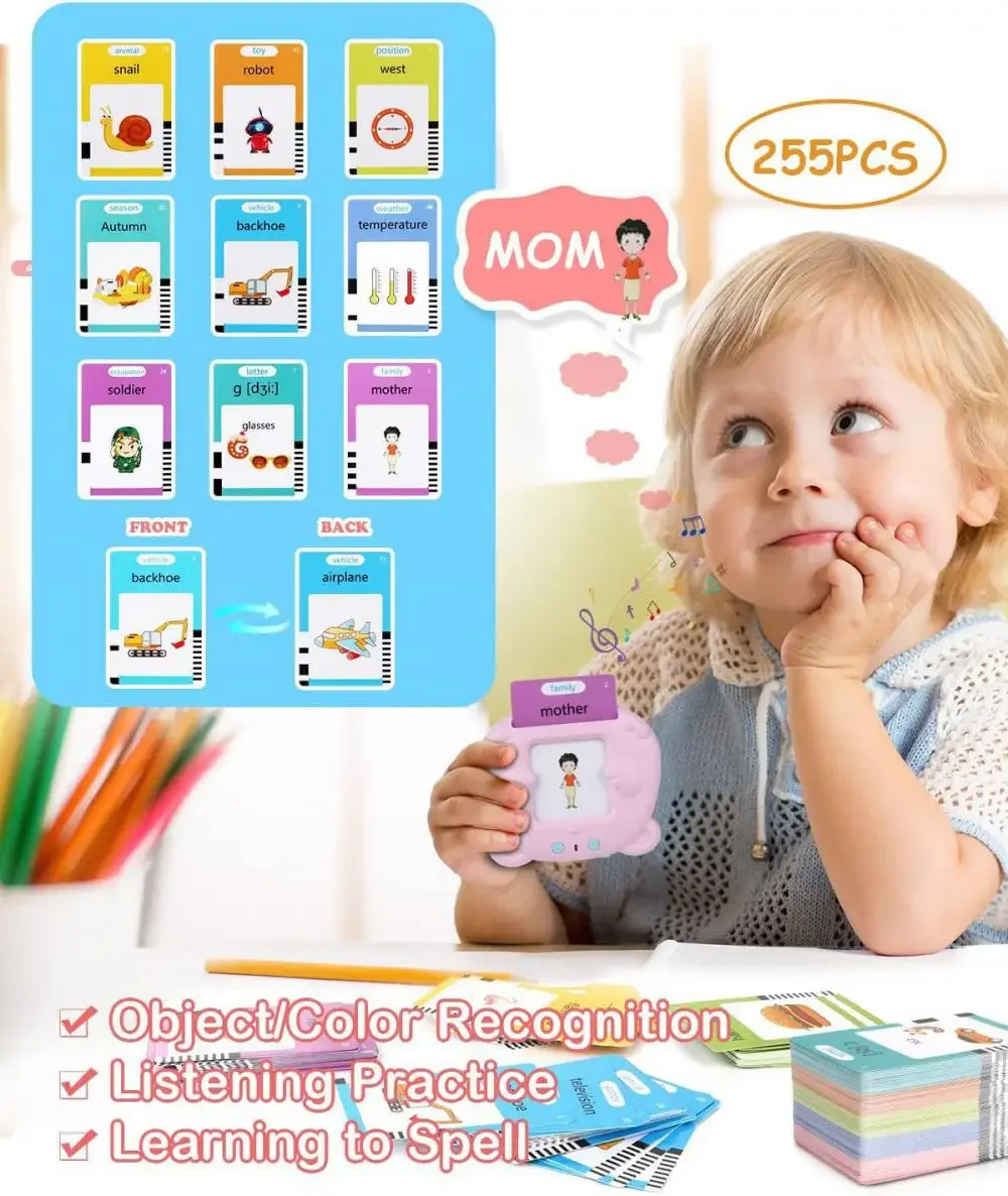 Early Montessori Educational Toy Talking Flash Cards Preschool Learning Electronic Audio Book Toy Children Interactive Gift