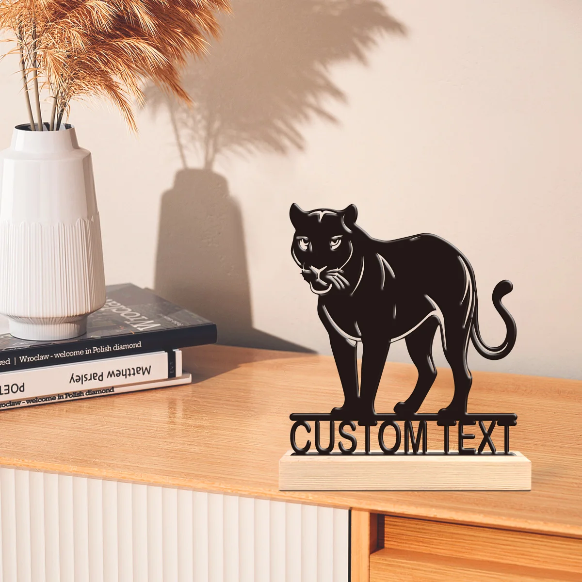 1pc Unique Personalized Metal Statue Ornaments Customizable Name Equipped with Wooden Base Home or Office Decorations