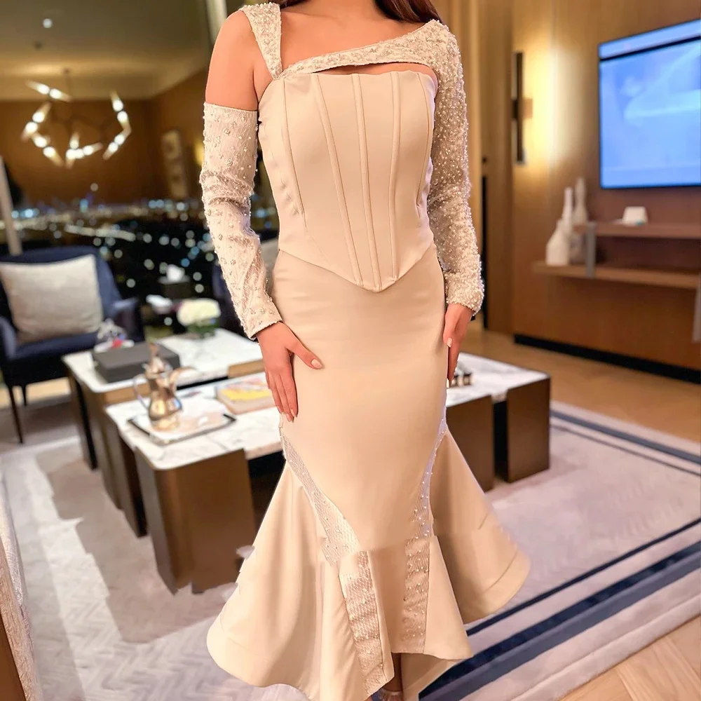 Muloong V-Neck Ankle-Length Women Elegant And Pretty Luxury Prom Dress