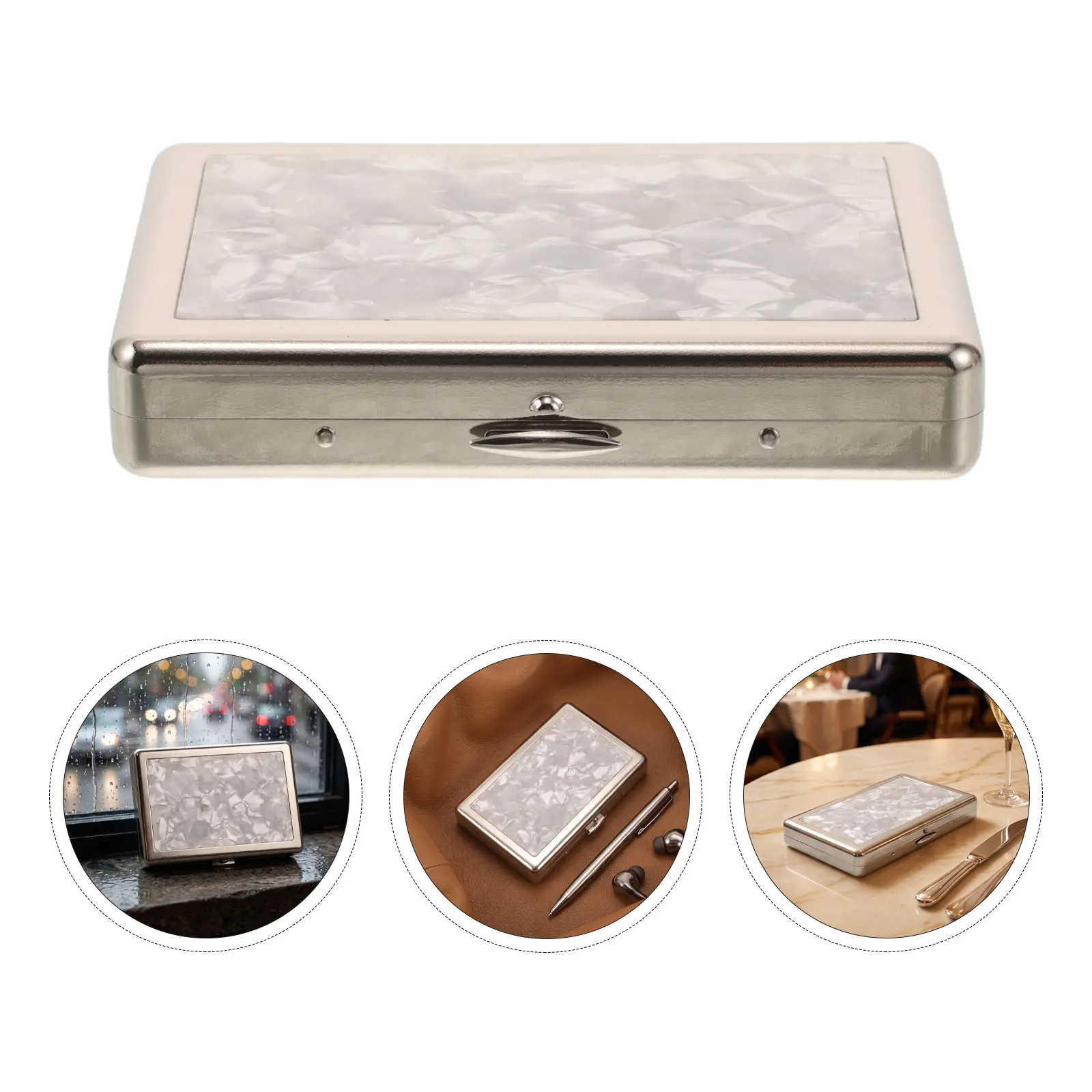Three-purpose Metal Cigarette Box Credit Card Holder Cash Coin Storage Case Wallet Double Sided Spring Clip