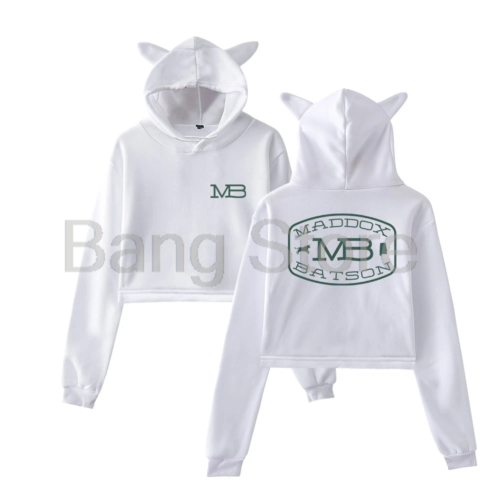

Maddox Batson MB Logo Толстовка с кошачьими ушками Женские толстовки с длинными рукавами Женские повседневные уличные укороченные топы