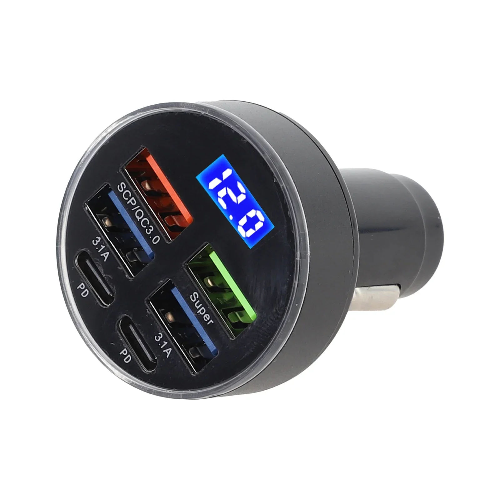 Fast Charging Output Overcurrent Protection Car Charger LED Display ABS PC All Versions Of QC Technology Charger