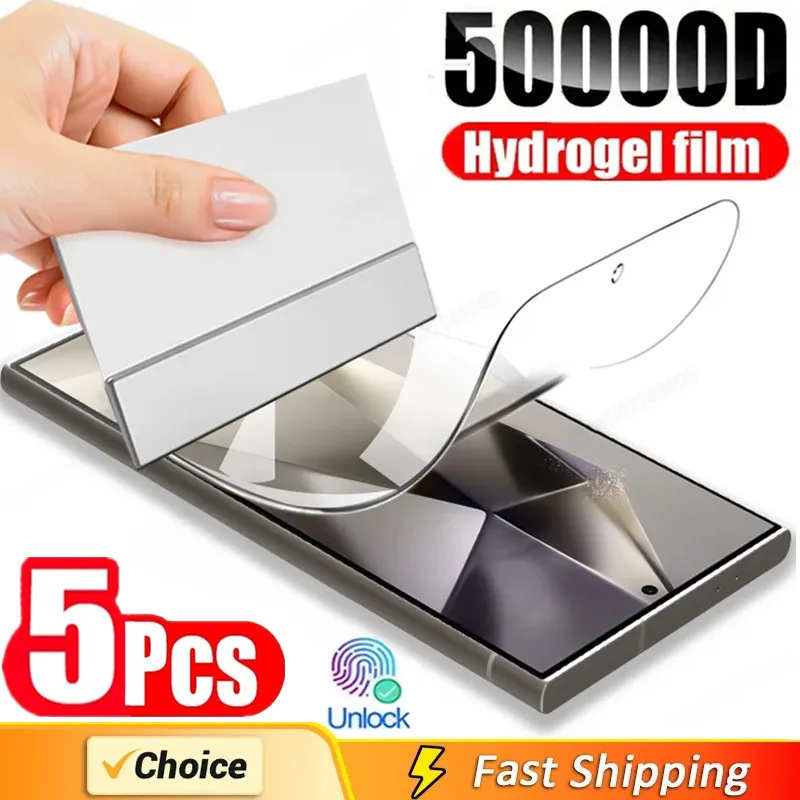 

5Pcs Hydrogel Film for Samsung Galaxy S20 S22 S21 S23 S24 Ultra S10 S9 S8 Plus FE Screen Protector for Samsung Note 20 10 9 Plus