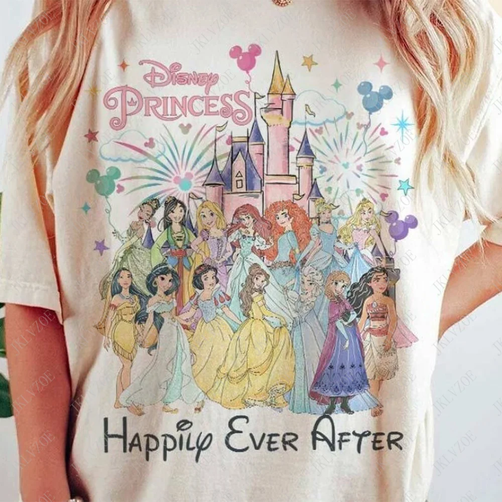 Vintage Comfort Colors Disney Girls Top Cotton Shirt Birthday Girl T Shirt Disney Bride Christmas Tee Party Gift Retro Y2k Hot