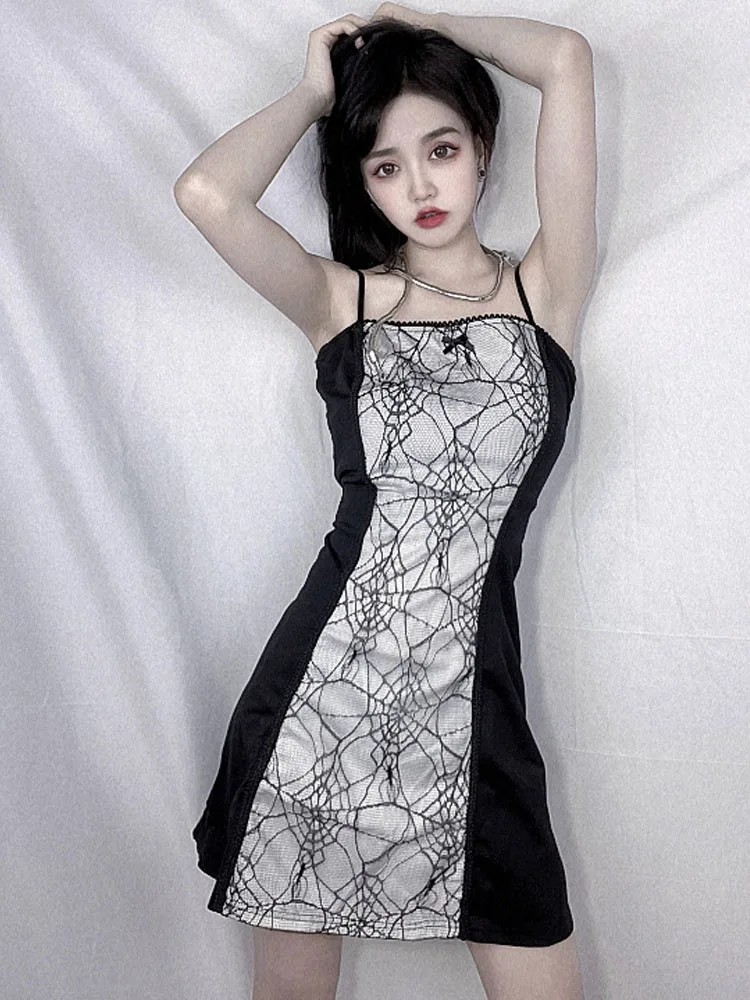 SONNEESD ฤดูร้อนใหม่ Vintage Diablo สไตล์ Harajuku Streetwear Babes ชุด Camisole ลูกไม้แขนกุดชุดมินิเดรส