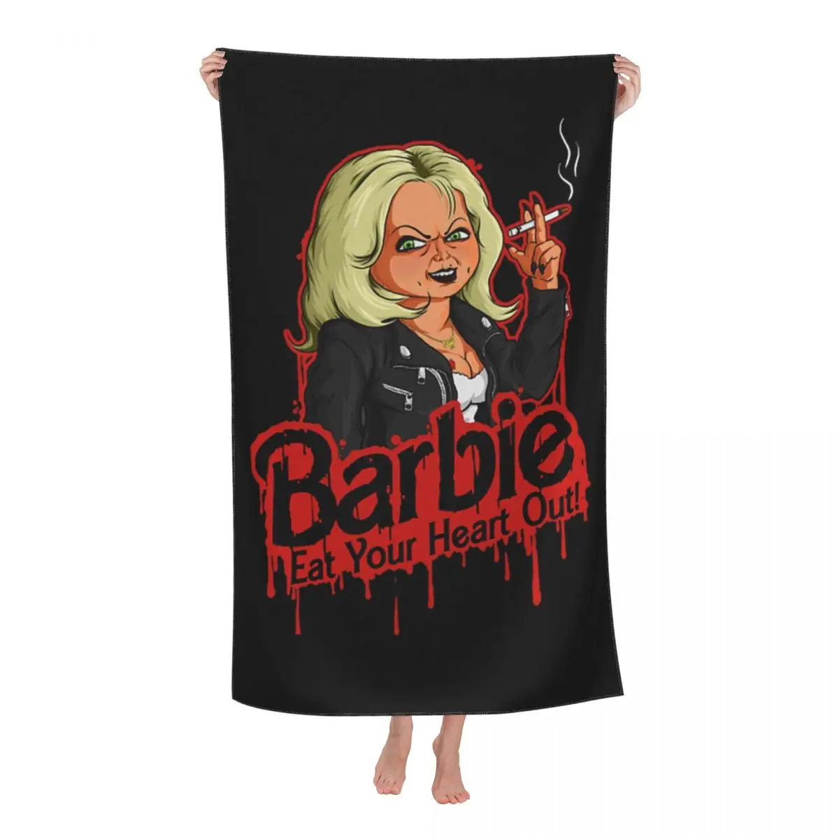 Custom Halloween Eat Your Heart Out Beach Towel Quick Drying Child's Play Horror Super Soft Microfiber Bathroom Sauna Towels