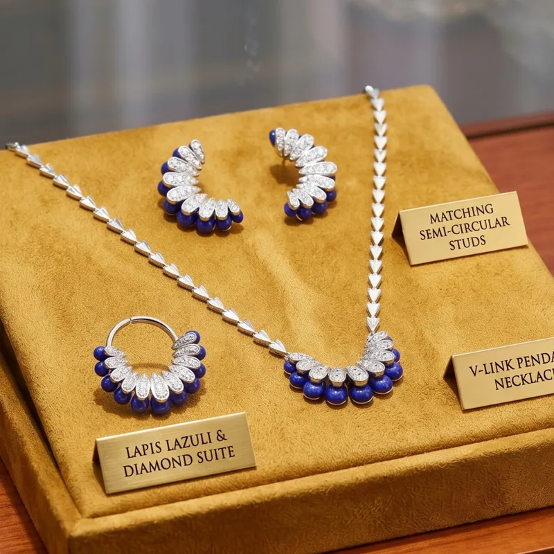 

Комплект ювелирных украшений в европейско-американском стиле: серьги-кольца, ожерелье с подвеской в виде синего полумесяца, инкрустированной кубическим цирконием, для женщин и девушек, для вечеринок