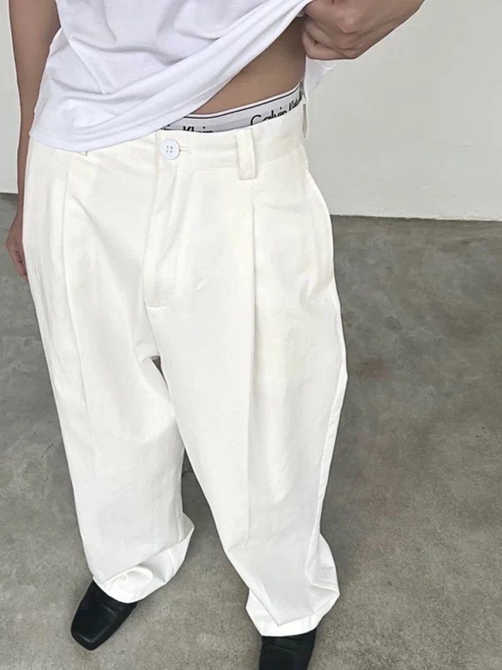 

Мужские рабочие брюки премиум-класса белого цвета, повседневные, прямого кроя, не требующие глажки, свободного кроя, в американском стиле, для молодежи, осень-зима