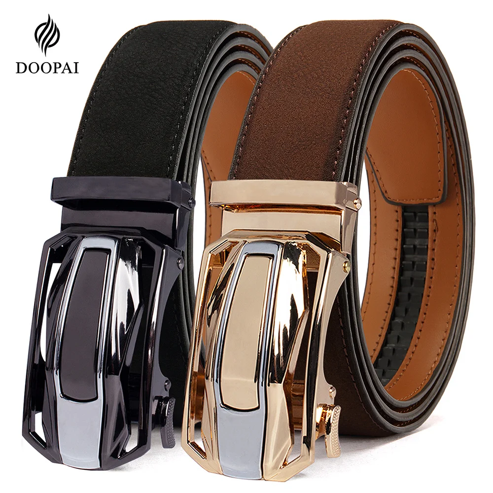 

DOOPAI Brand Genuine Leather Belt Top Quality Men's Belt Luxury Designer Leather Belts For Men Metal Automatic Buckle Male belts