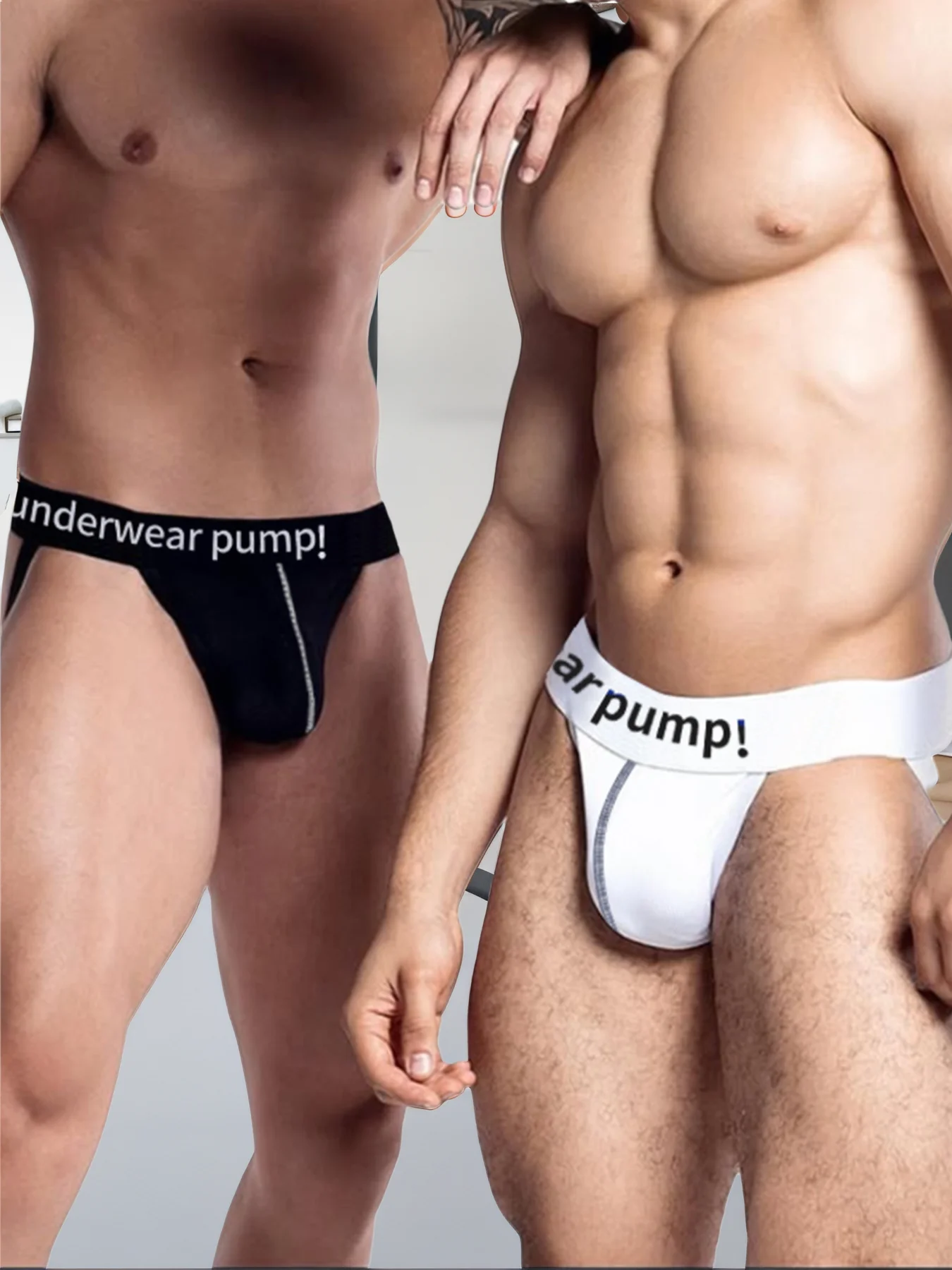 

2pcs-Mixed Color Sexy Men's Thong Cotton Low Waist Free To Take Off Man Jockstrap Underwear Sissy T-Back Underpants G-String