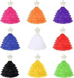 Petticoat Women Underskirt Bridal 4 Hoops for Wedding Dress Gown Floor Length Taffeta Black White Red Plus Size