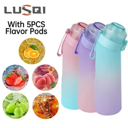 LUSQI 650ML Flavored Water Bottle With 5 Flavor Pods With Straw Suitable For Outdoor Sports For Thanksgiving/Christmas Gifts