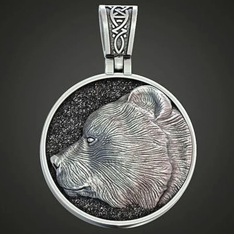 

27g Bear Totem Pendant Bear head paw claws pagan Mens & Dad's Present Customized 925 SOLID STERLING Silver Pendant High Trendy