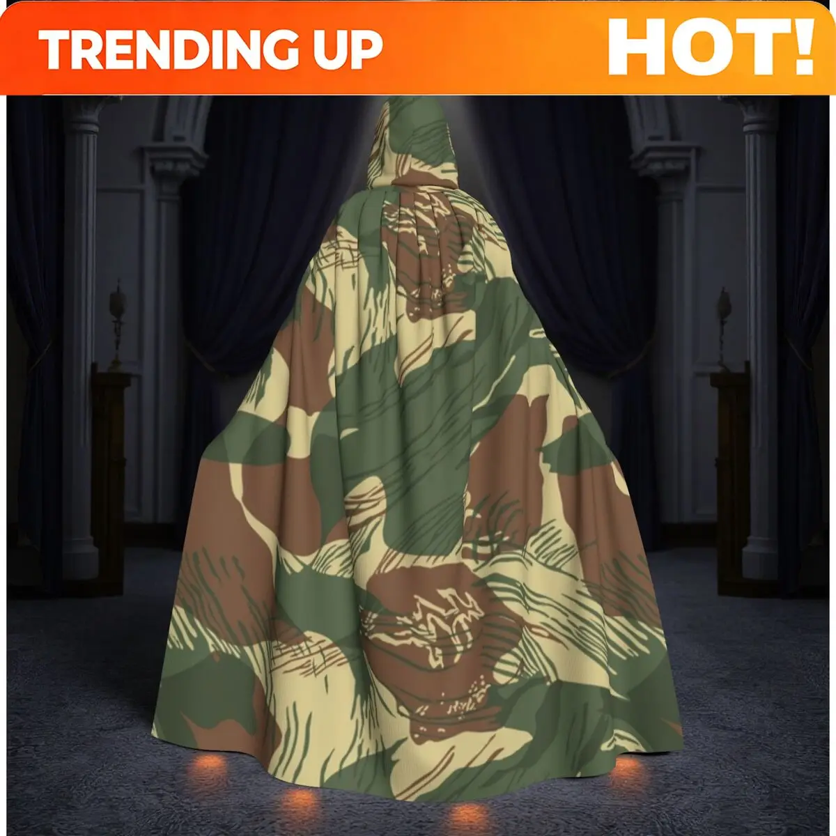Customization Rhodesian Brush Stroke Camouflage Long Hooded Cloak Witch Medieval Costume Cosplay Cape HalloweenCoat Adult Unisex