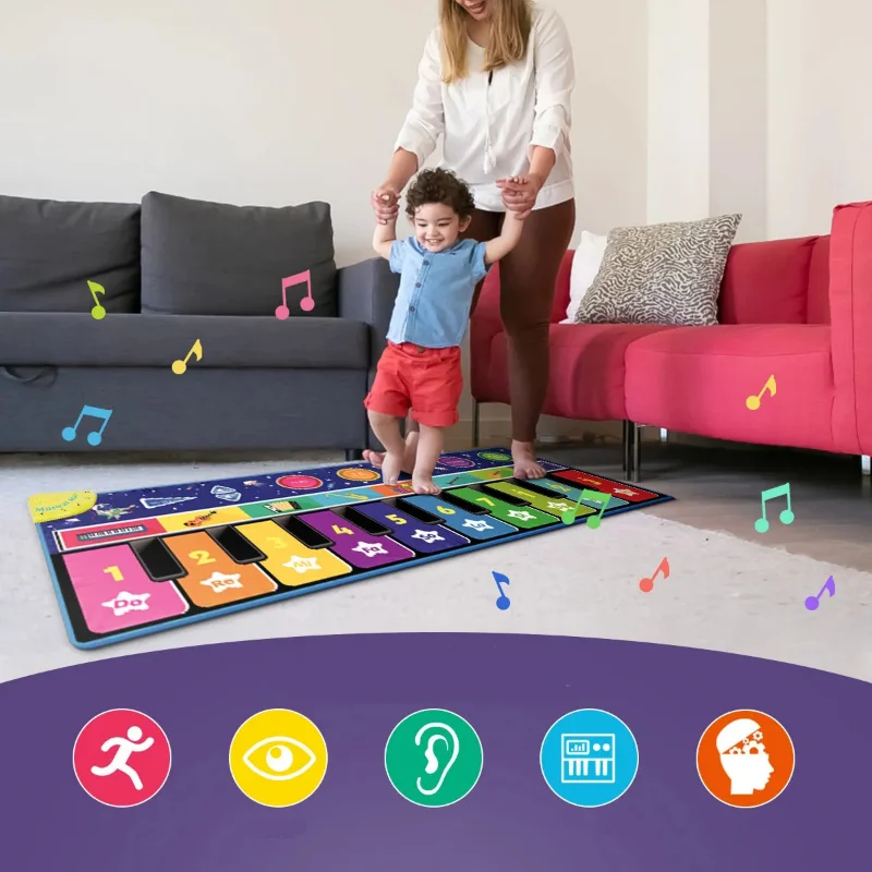 Kids Piano Music Dance Mat Electronic Piano Musical Instrument Dance Pad Infant Fitness Play Mat Children Educational Toy Gifts