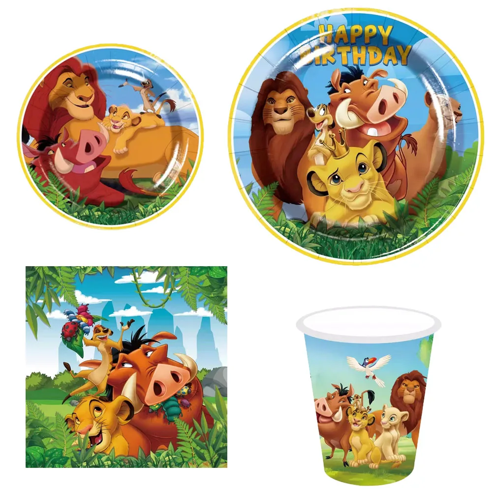 

Disney Lion King Simba Theme Party Decorations Cup Plate Banner Tablecloth Backdrop for Kids Boys Birthday Party Decor Supplies