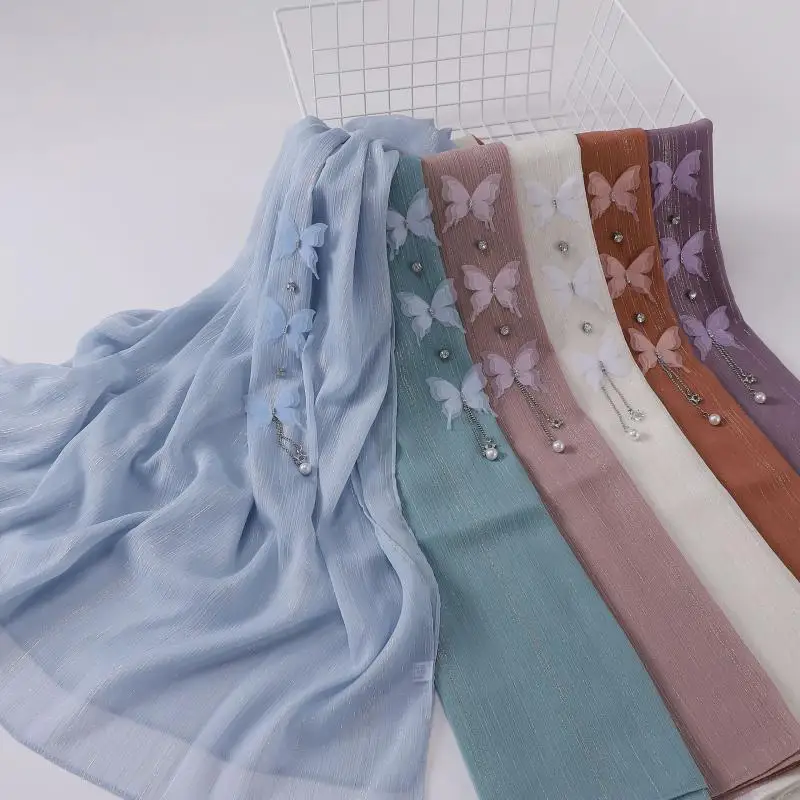 

1Pc 170X70Cm Exquisite Butterfly Decorative Scarf Women Summer Fashion All-Match Outdoor Travel Sun-Proof Scarf Hijab