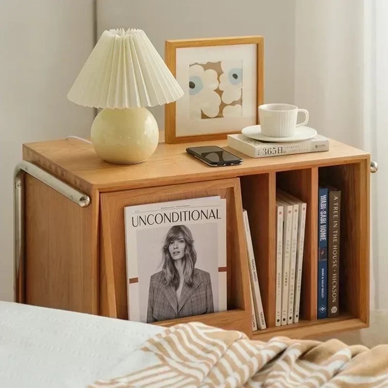 Organizador de libros de sofá de madera auténtica nórdica, mesa con borde móvil, estante de almacenamiento antiguo, revistero Retro, soporte de libros de madera elegante