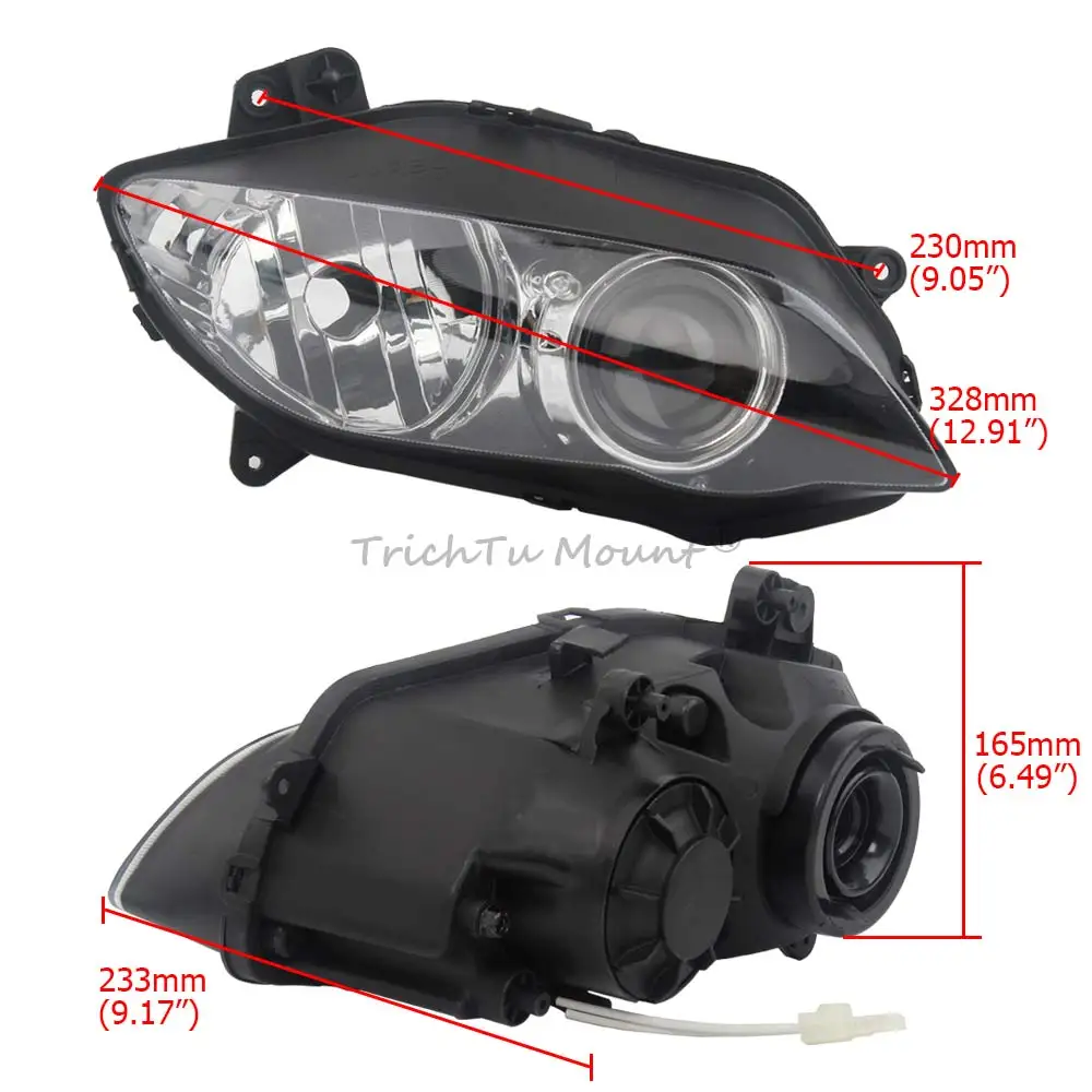 Motorcycle Headlight Lamp Assembly Housing Fits For Yamaha Yzf R1 2004-2006 High Quality Molded Abs Plas Black Casing Clear Lens