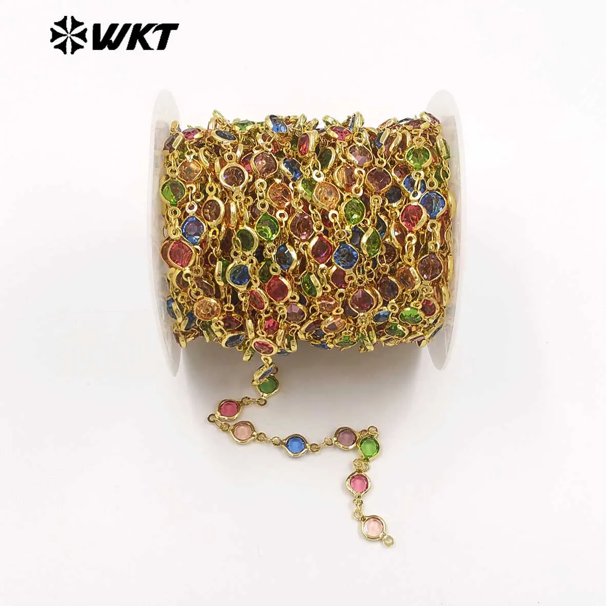 WT-BC281 Beautiful And Colorful Tiny Round Crystal Beads Wholesale Chain Necklace For Women DIY Fine Accessory