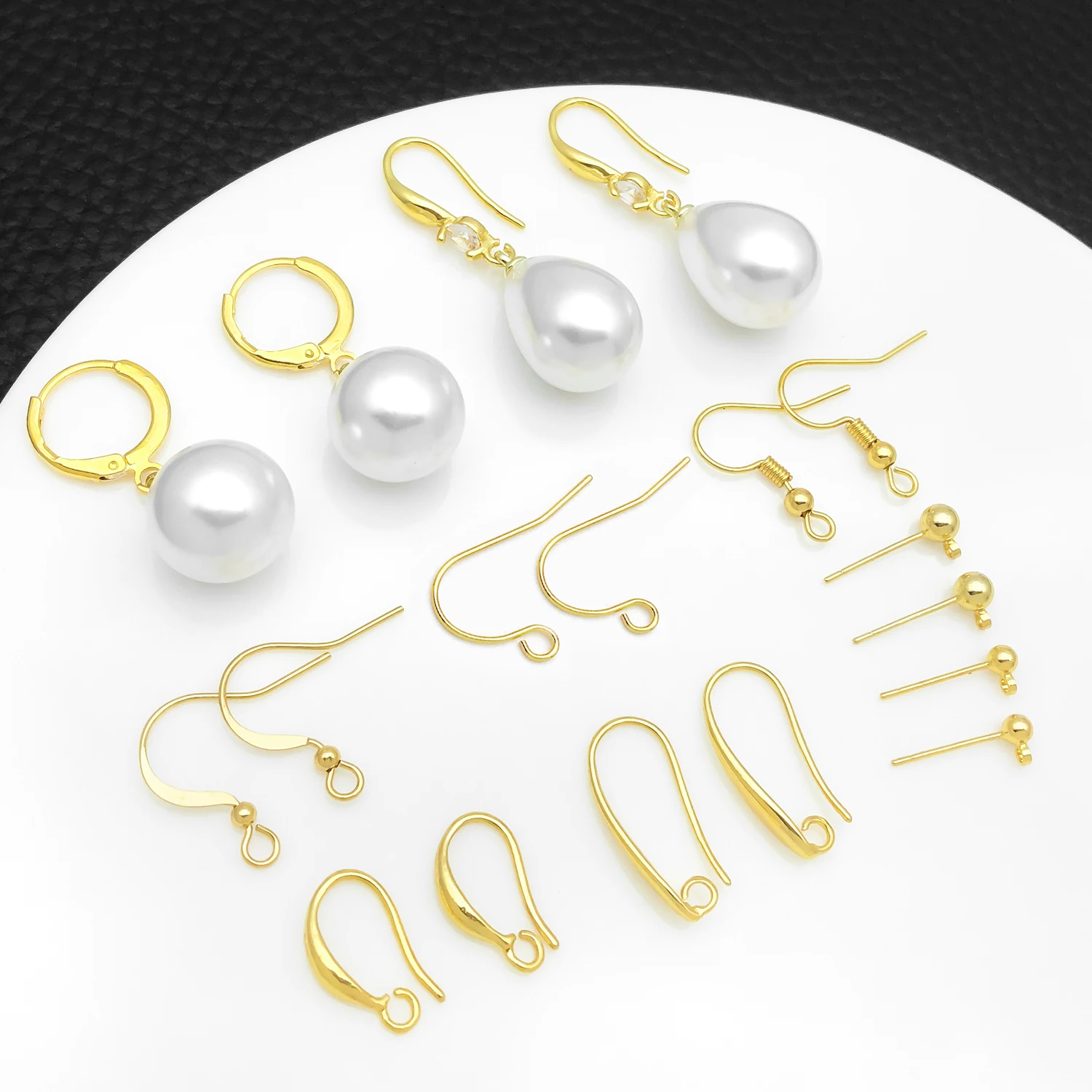 20pcs Earring Hooks 18k Gold Plated Assorted Styles French Wires Hoops Studs For DIY Jewelry Earrings Making Craft Supplies