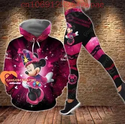 Disney Minnie Mouse Christmas Hoodie and Leggings Yoga Set Women's Mickey Hoodie Yoga Pants Sweatpants Fashion Tracksuit Set
