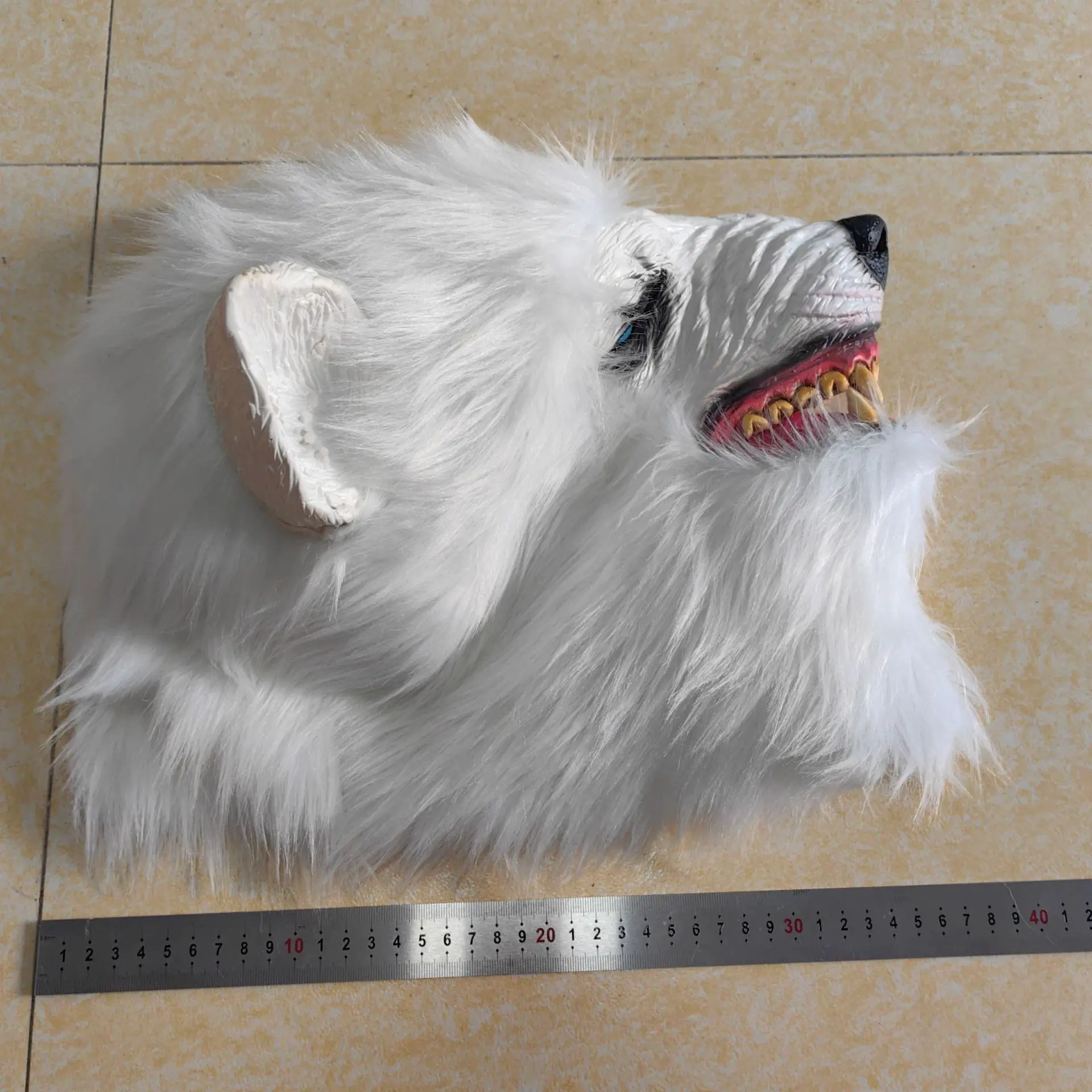 Máscara de Lobo Blanco, Máscara de Bestia para Cosplay, Máscara de Lobo de Peluche, Máscara de Látex de Animal de Cara Completa, Disfraz de Carnaval, Accesorios para Disfraces de Halloween, Regalos