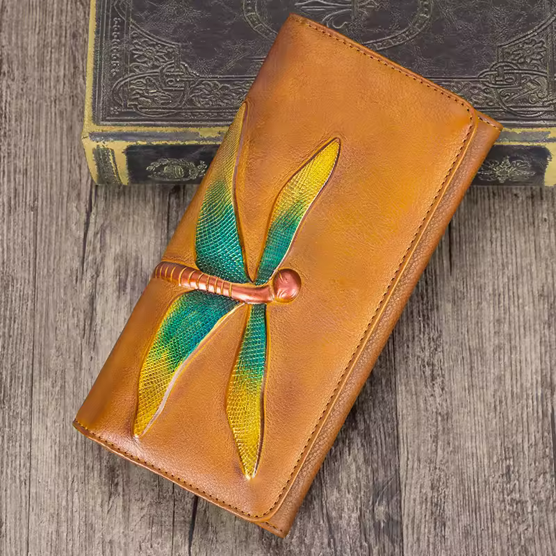 Genuine Leather Large Purse Women's Wallet Retro Female Long Long Thin Zipper Card Holder Wallets 2020 New First Layer Leather